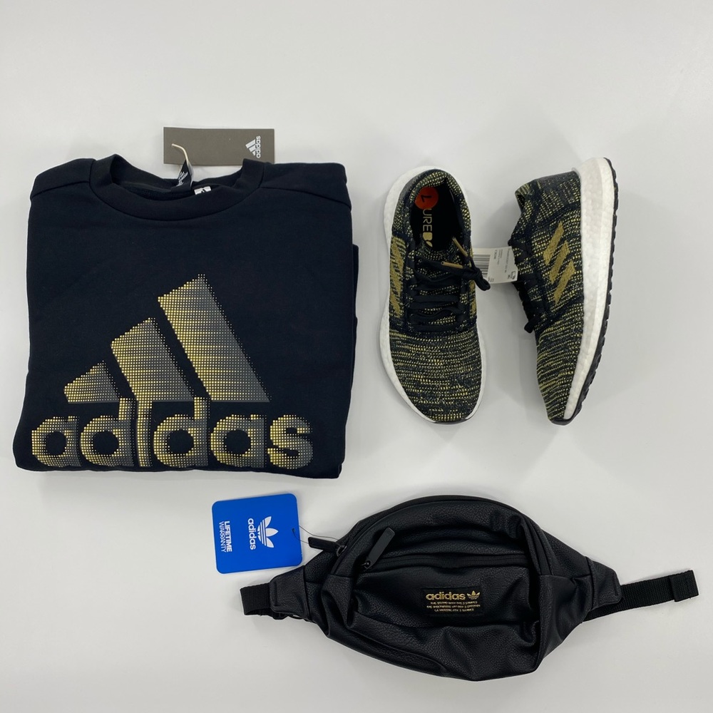 Adidas ID Glam Long Sleeve ‘Black/Gold’  Sweatshirt Woman’s Size XSmall